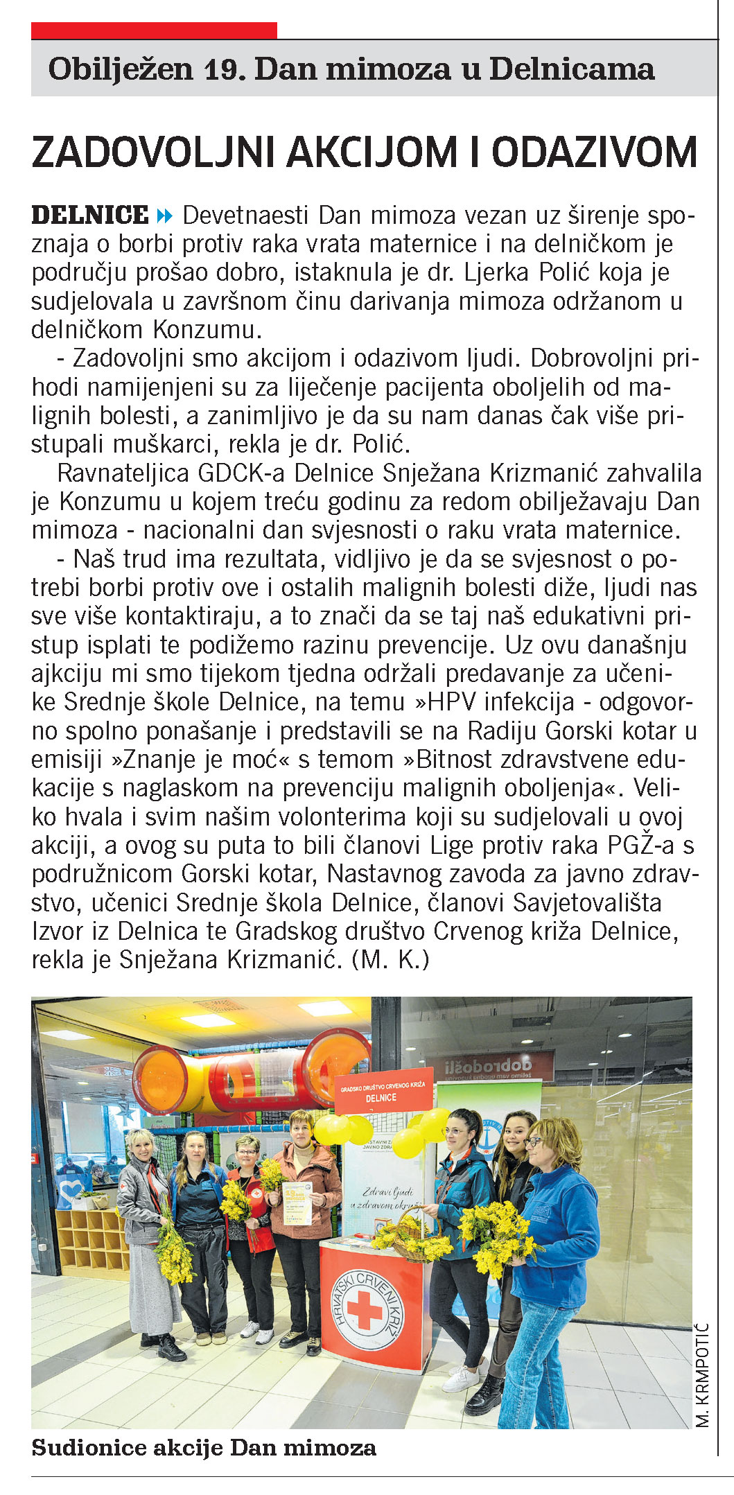 Obilježen 19. Dan mimoza u Delnicama, članak, novi list