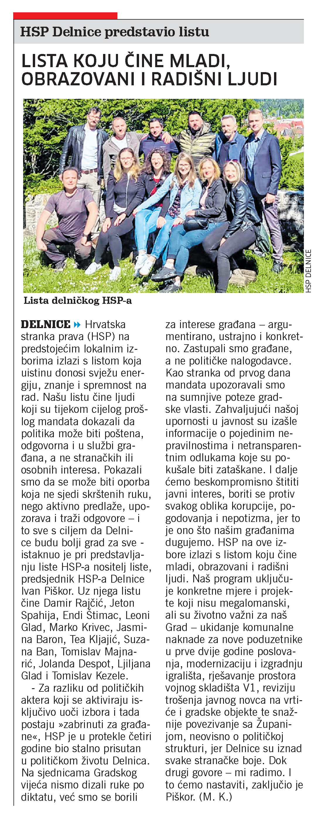 HSP Delnice predstavio listu, članak, novi list