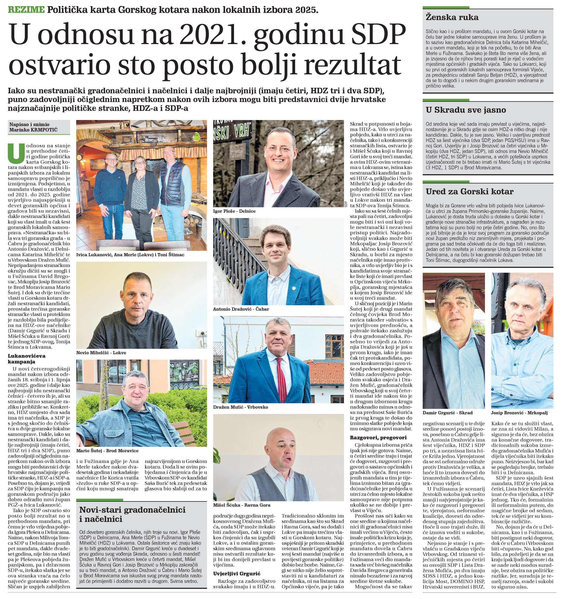 Politička karta Gorskog kotara nakon lokalnih izbora 2025., članak, goranski novi list