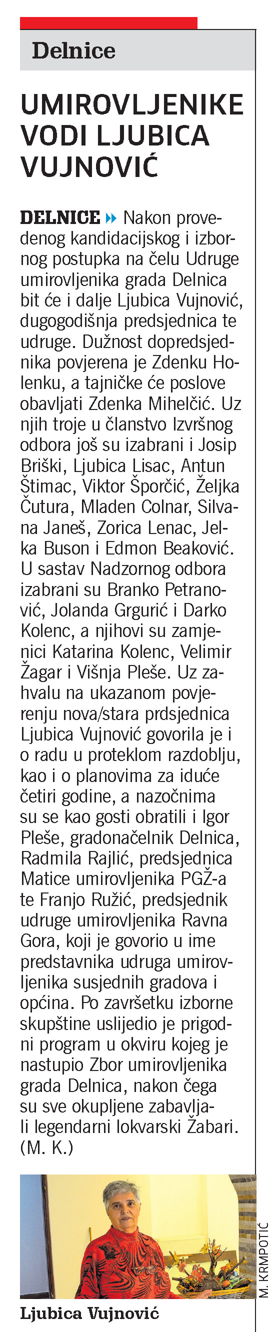 Umirovljenike vodi Ljubica Vujnović, članak, novi list, delnice