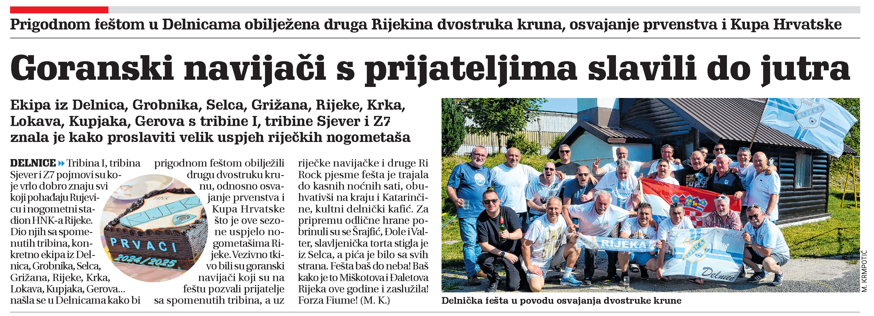 Prigodnom feštom u Delnicama obilježena druga Rijekina dvostruka kruna, članak, novi list