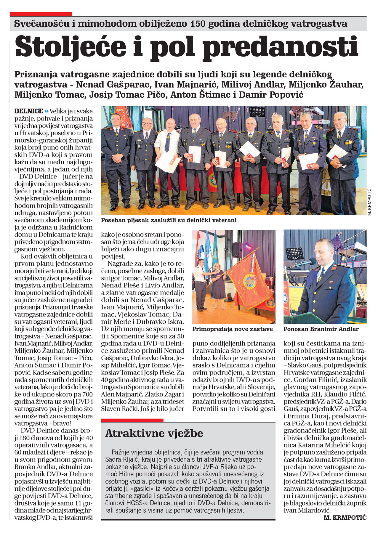 Svečanošću i mimohodom obilježeno 150 godina delničkog vatrogastva, članak, novi list
