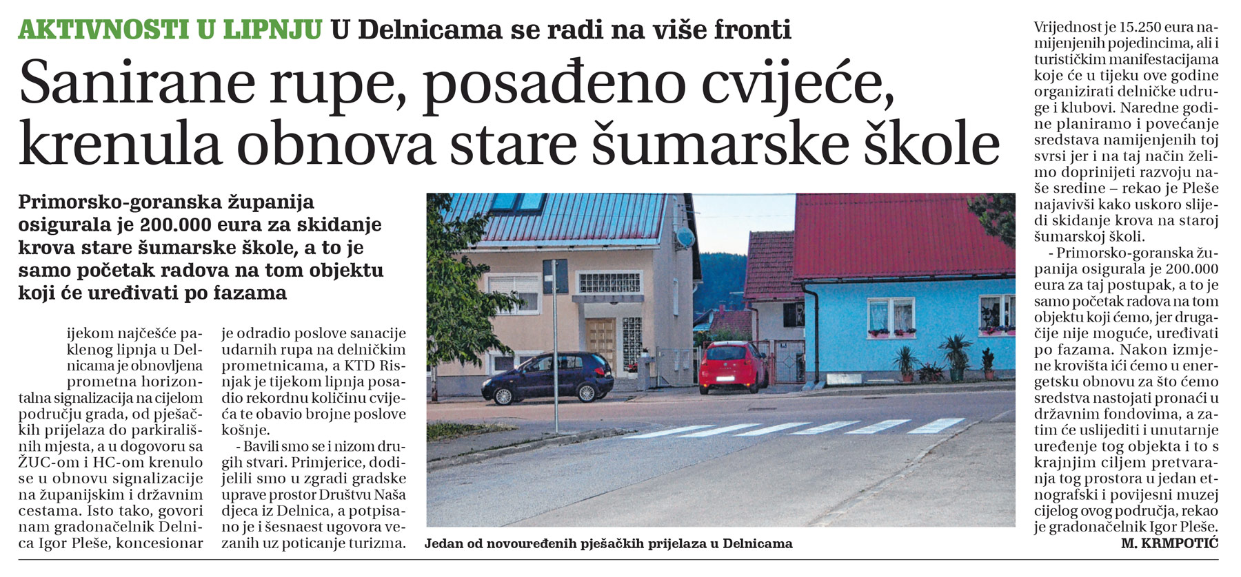 Sanirane rupe, posađeno cvijeće, krenula obnova stare šumarske škole, članak, novi list