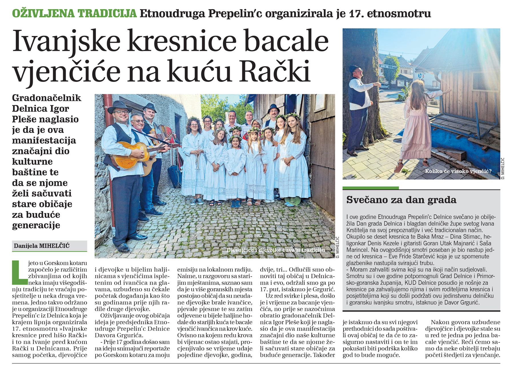 Ivanjske kresnice bacale vjenčiće na kuću Rački, članak, novi list