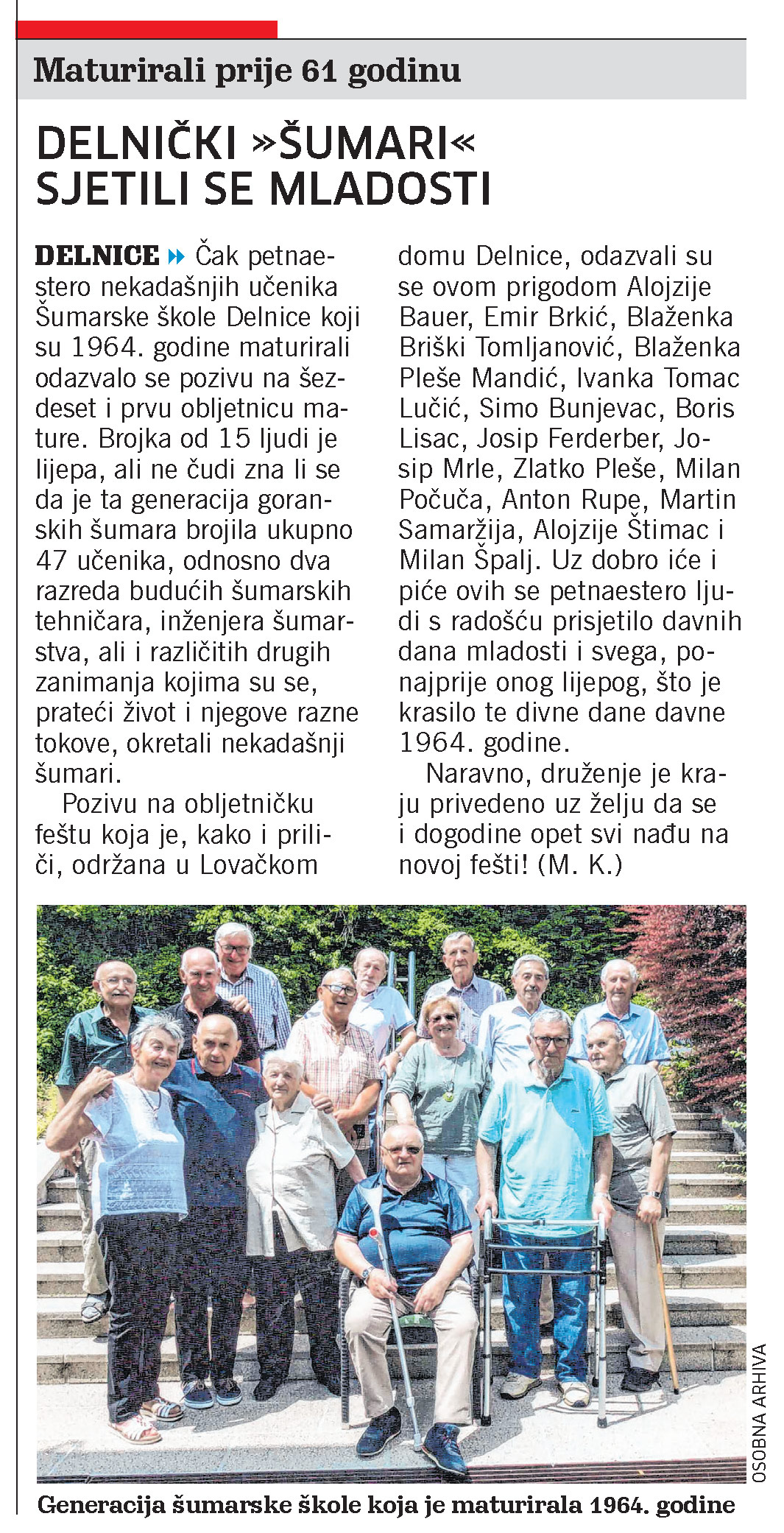 Delnički "šumari" sjetili se mladosti, članak, novi list