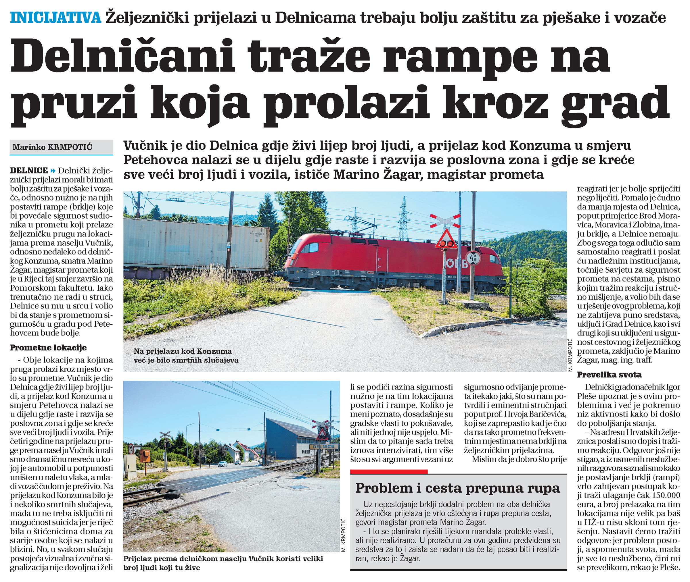 Delničani traže rampe na pruzi koja prolazi kroz grad, članak, novi list