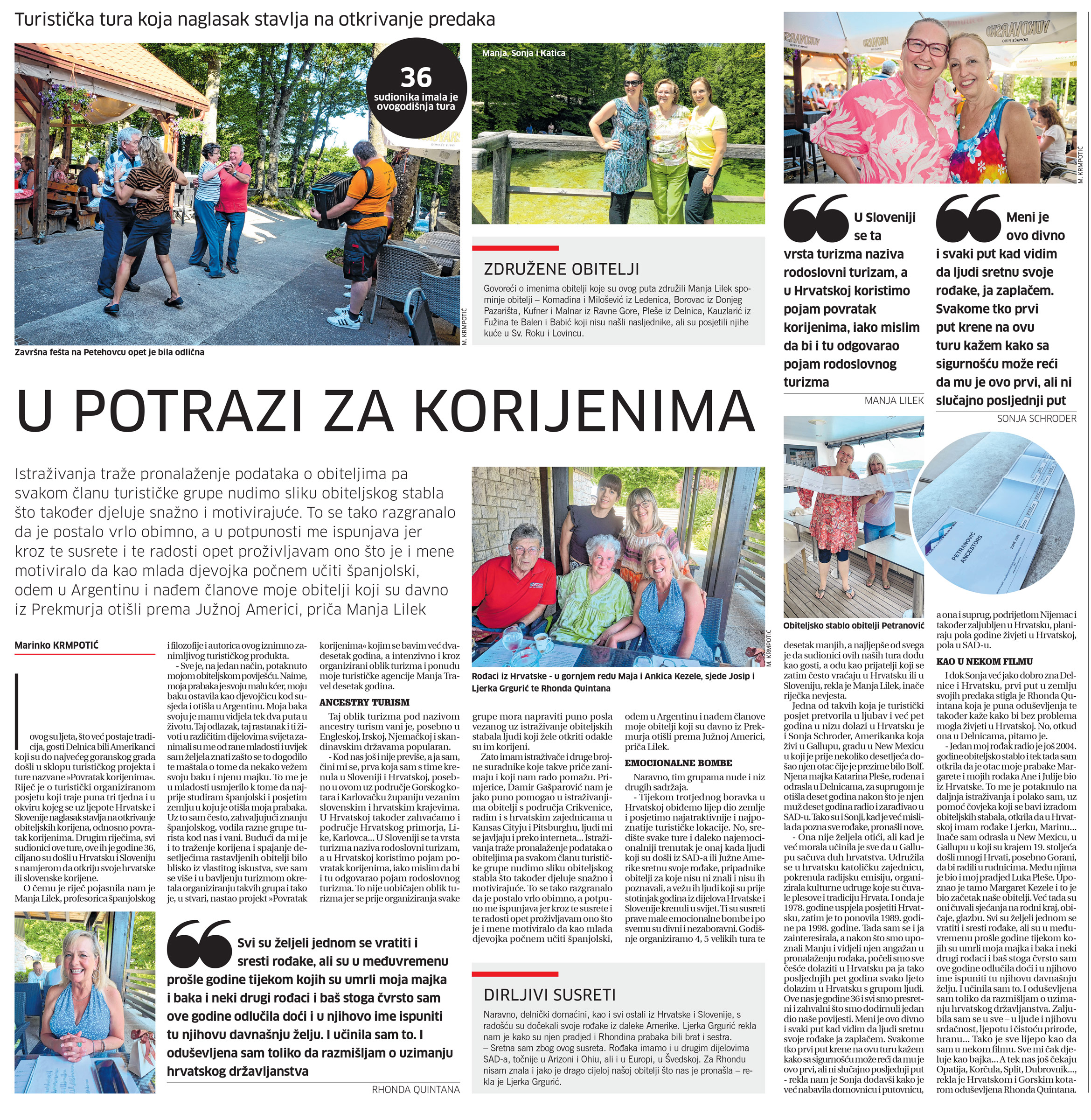 U potrazi za korijenima, članak, novi list