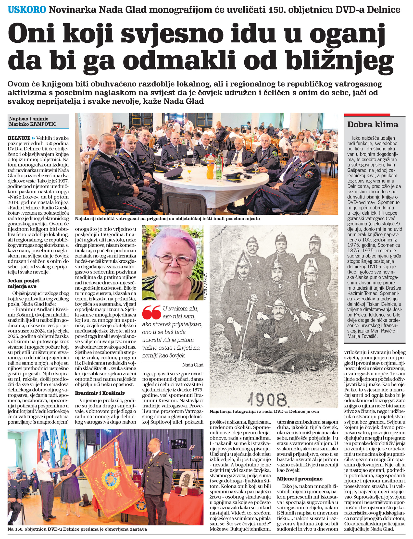 Novinarka Nada Glad monografijom će uveličati 150. obljetnicu DVD-a Delnice, članak, novi list, DVd Delnice, Delnice