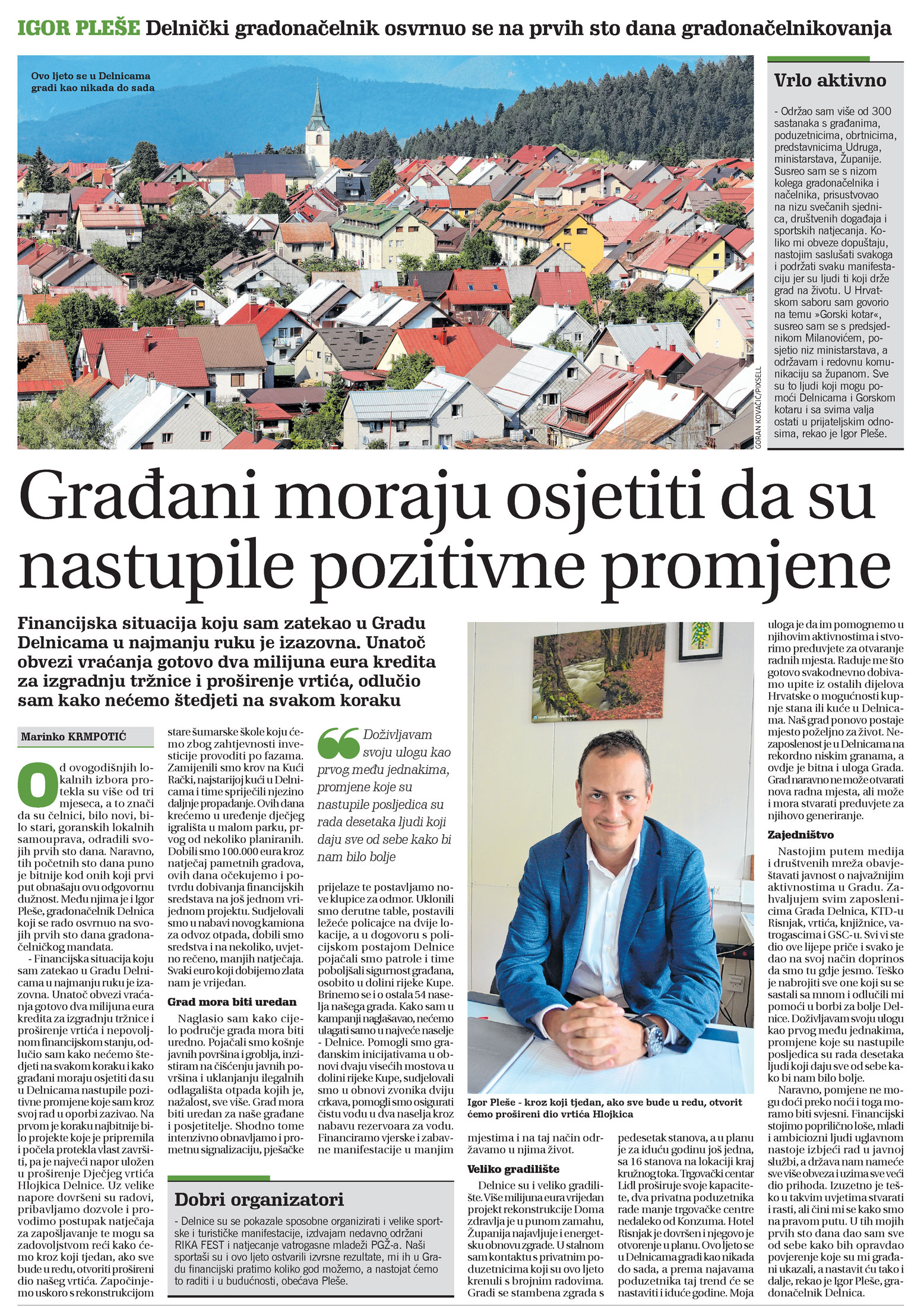Igor Pleše: Delnički gradonačelnik osvrnuo se na prvih sto dana gradonačelnikovanja, novi list, goranski novi list