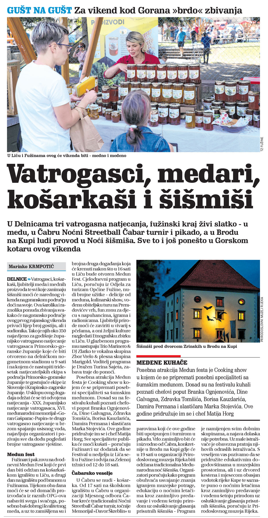Za vikend kod Gorana "brdo" zbivanja, članka, novi list