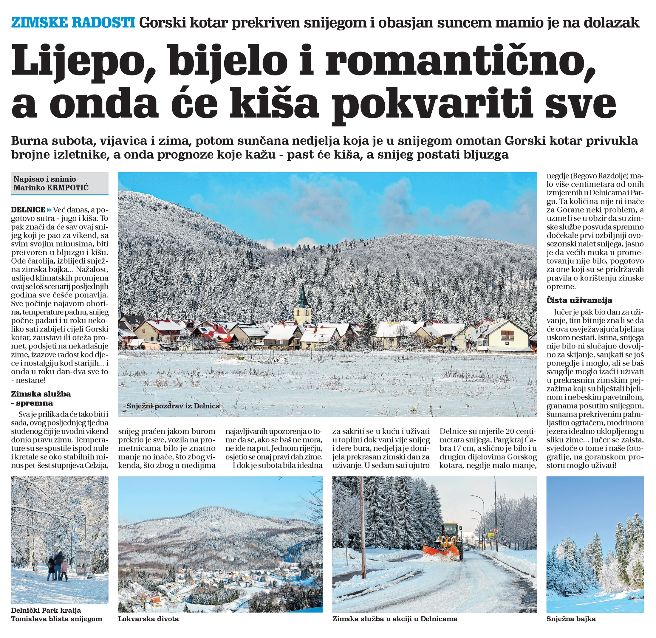 Gorski kotar prekriven snijegom i obasjan suncem mamio je na dolazak, novi list, članak