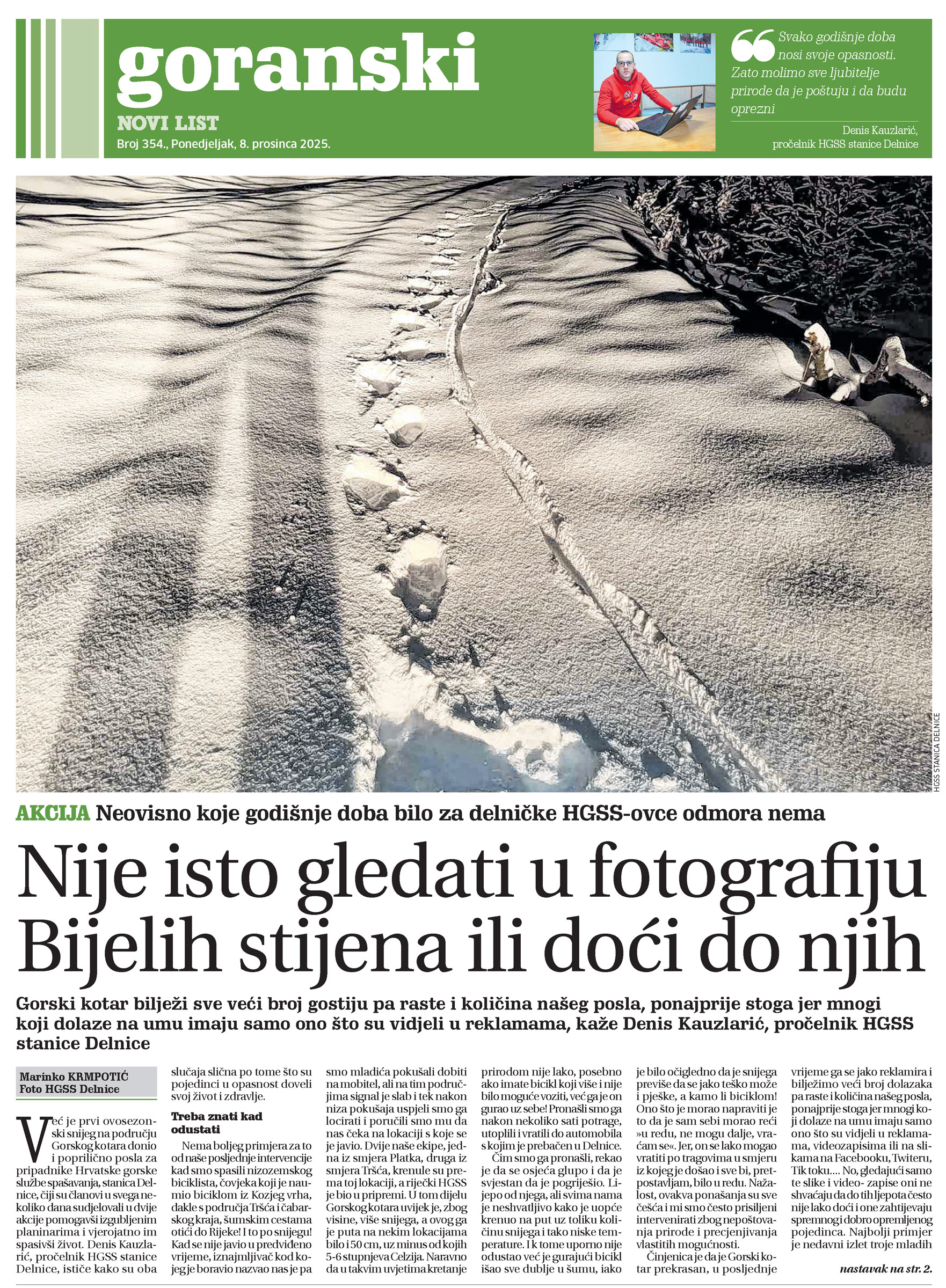 Neovisno koje godišnje doba bilo za delničke HGSS-ovce odmora nema, članak, novi list