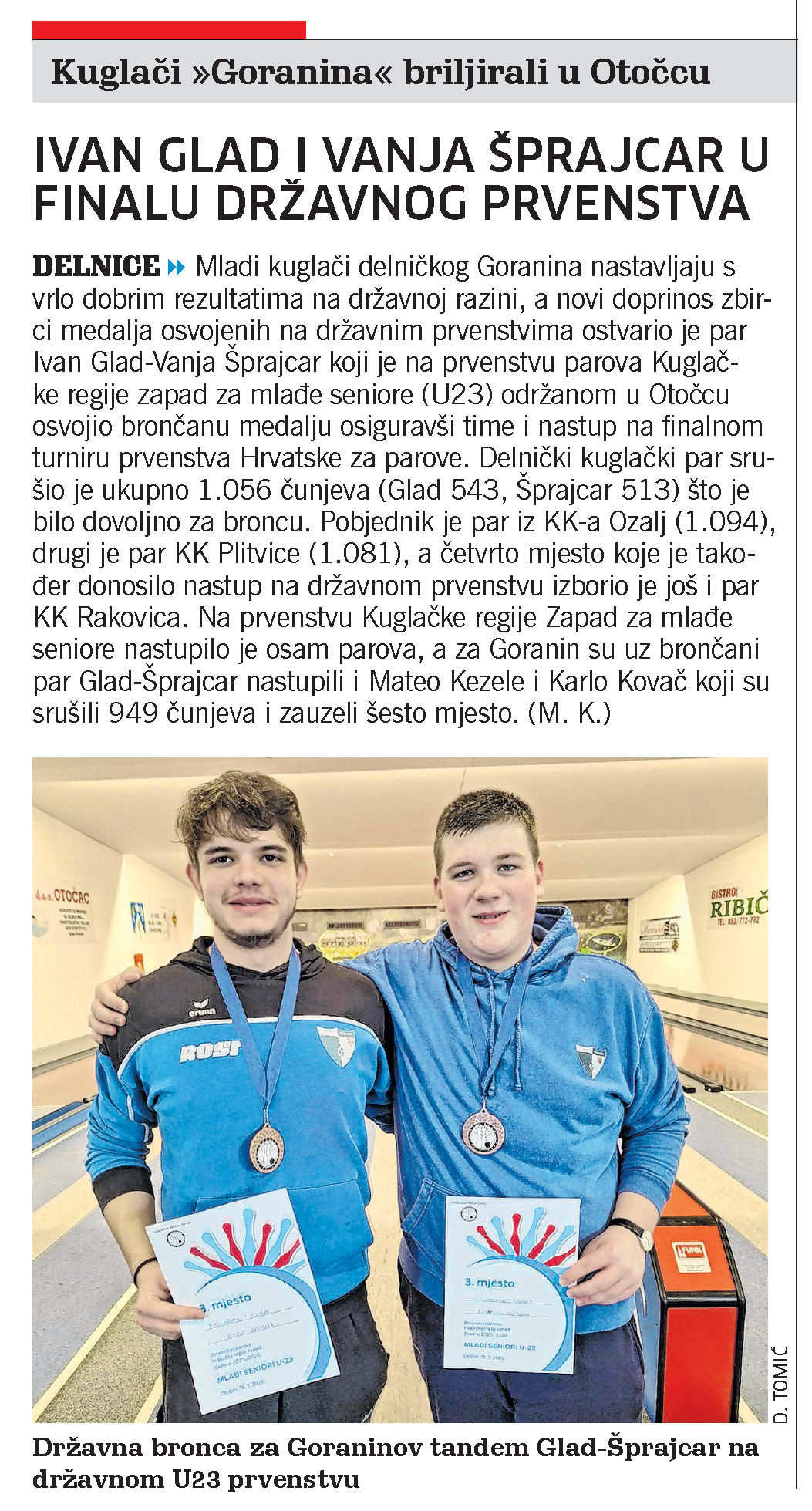 Kuglači "Goranina" briljirali u Otočcu, članak, novi list