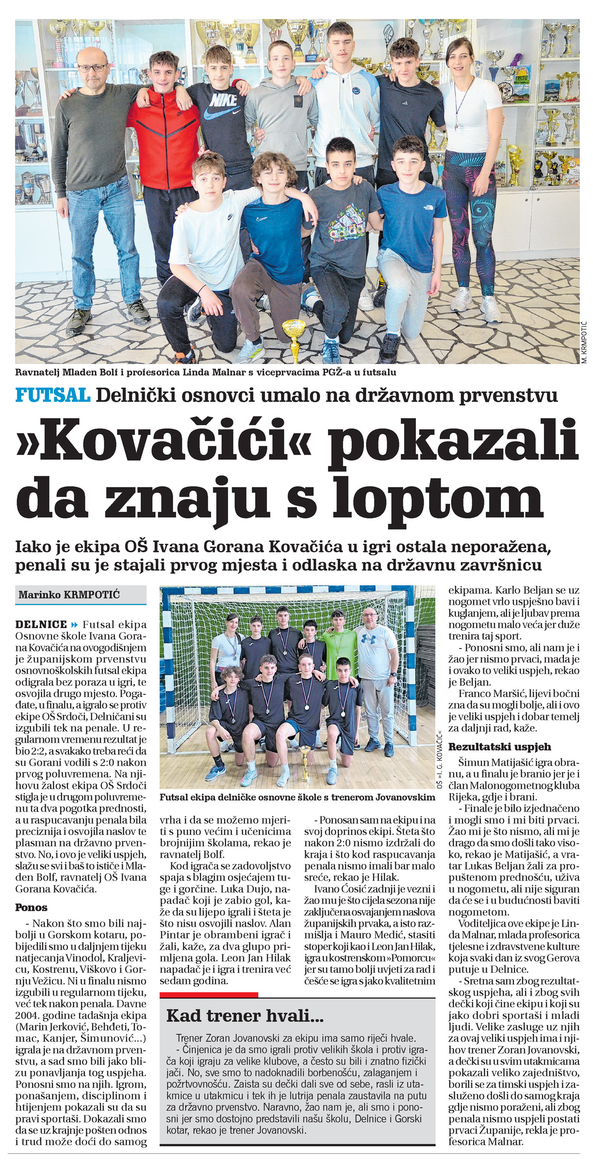Futsal: "kovačići" pokazali da znaju s loptom, članak novi list