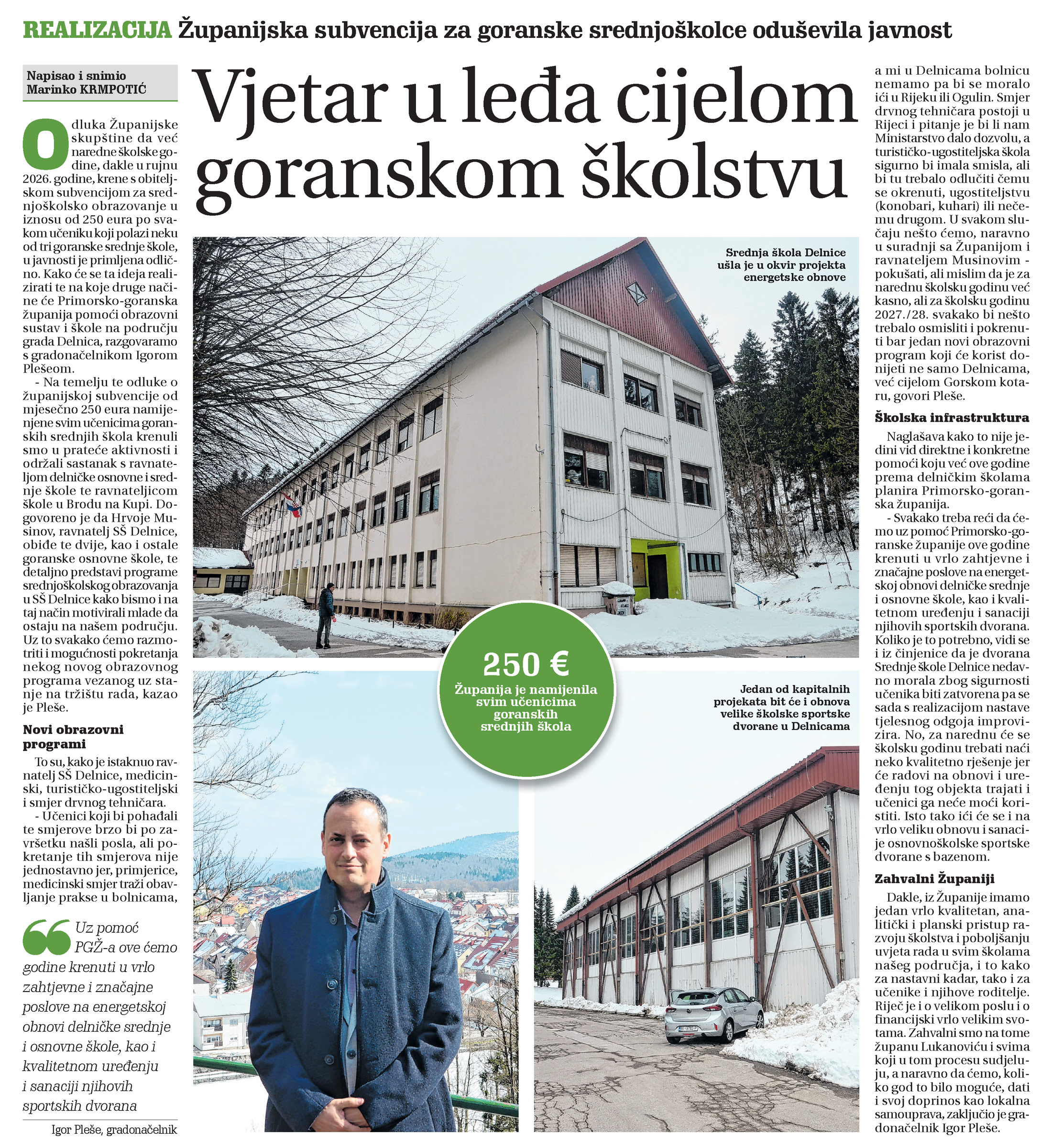 Vjetar u leđa cijelom goranskom školstvu, članak,novi list