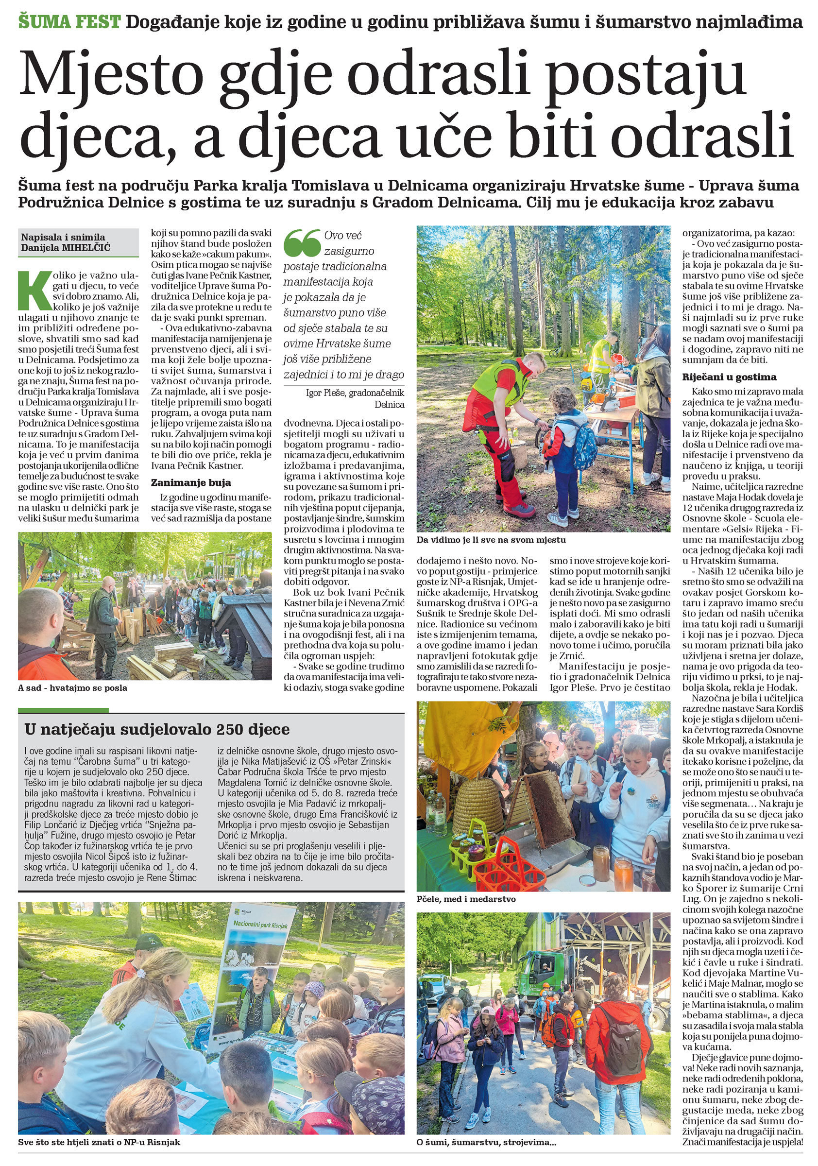 Šuma fest: Događanje koje iz godine u godinu ribližava šumu i šumarstvo mladima, članak, novi list, goranski novi list