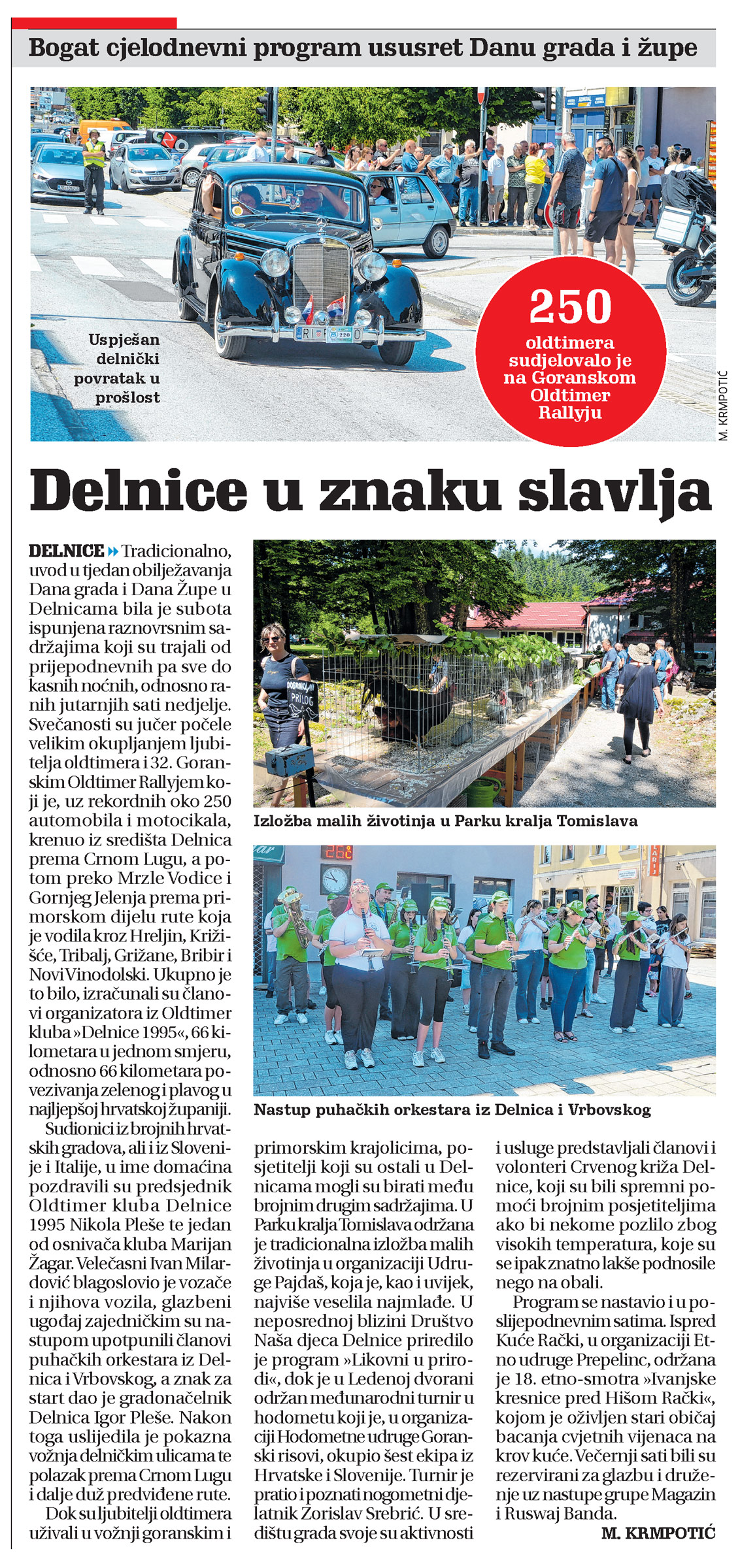 Bogat cjelodnevni program ususret Danu grada i župe, članak, novi list