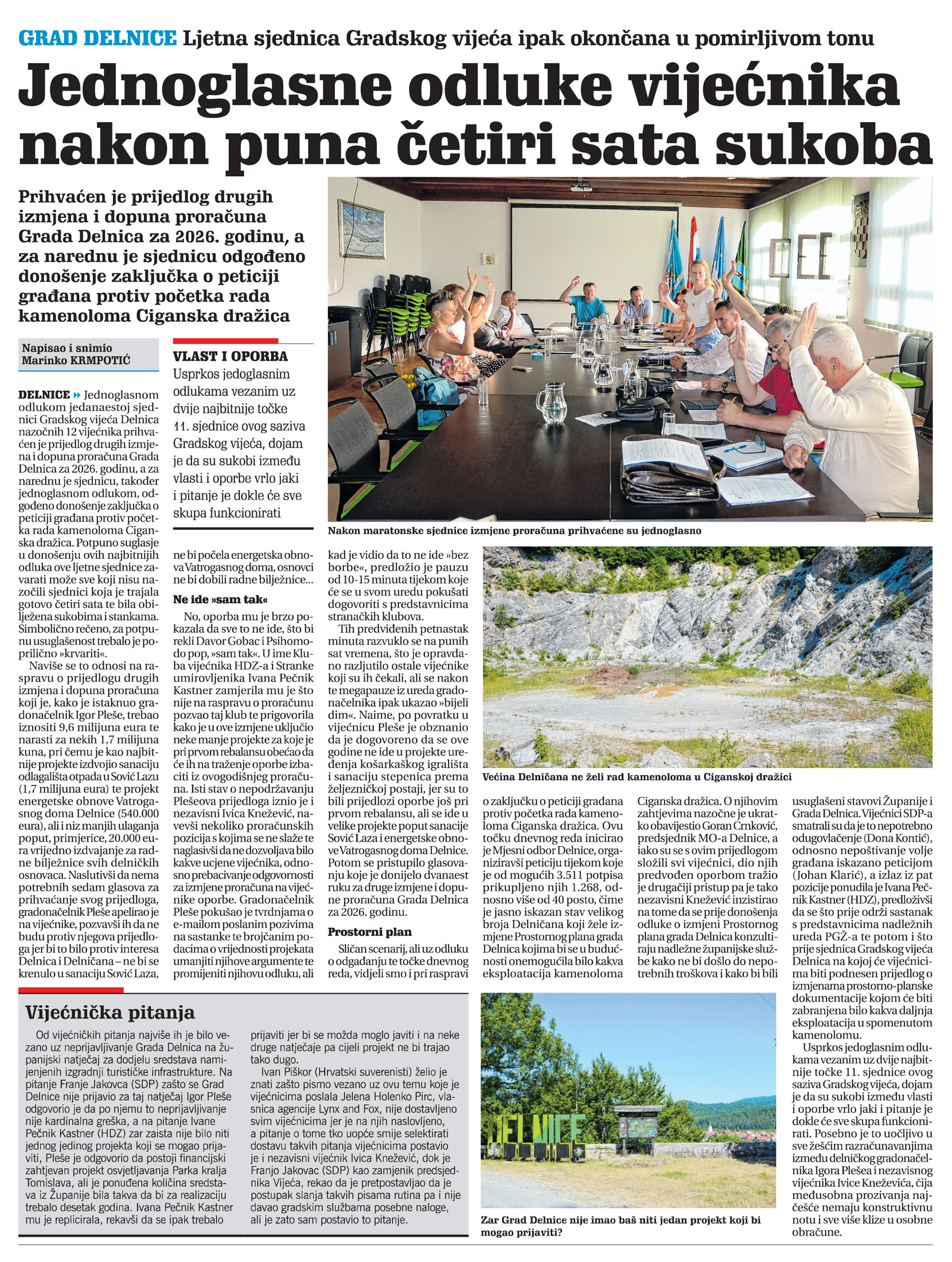 Ljetna sjednica Gradskog vijeća ipak okončana u pomirljivom tonu, članak, novi list