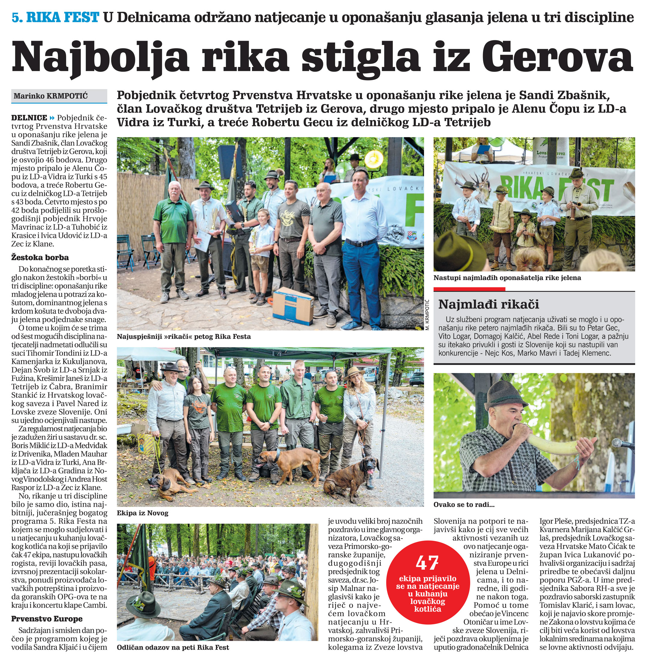5. Rika fest: U Delnicama održano natjecanje u oponašanju glasanja jelena u tri discipline, članak, novi list