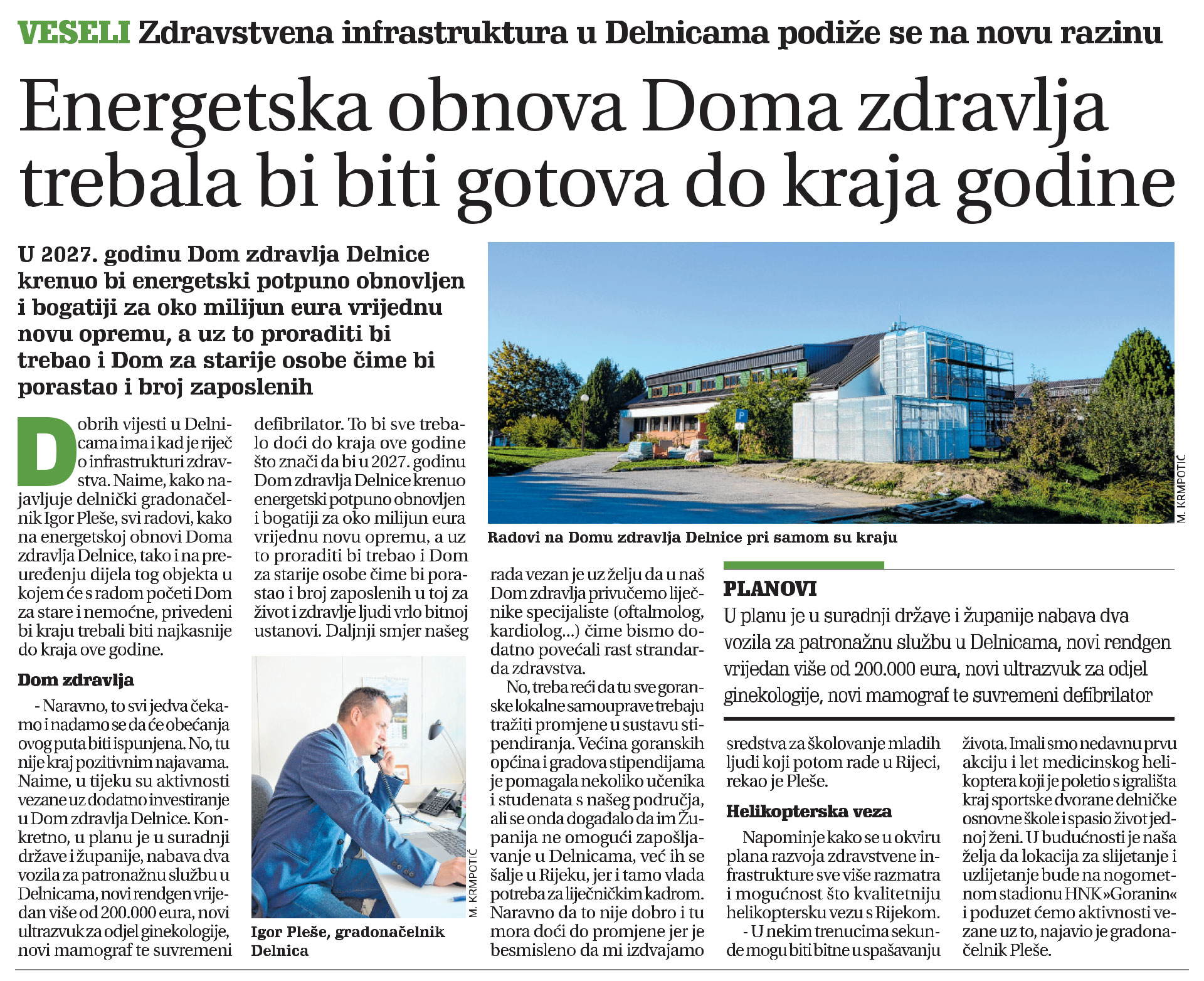 Energetska obnova Doma zdravlja trebala bi biti gotova do kraja godine, članak, novi list, grad delnice